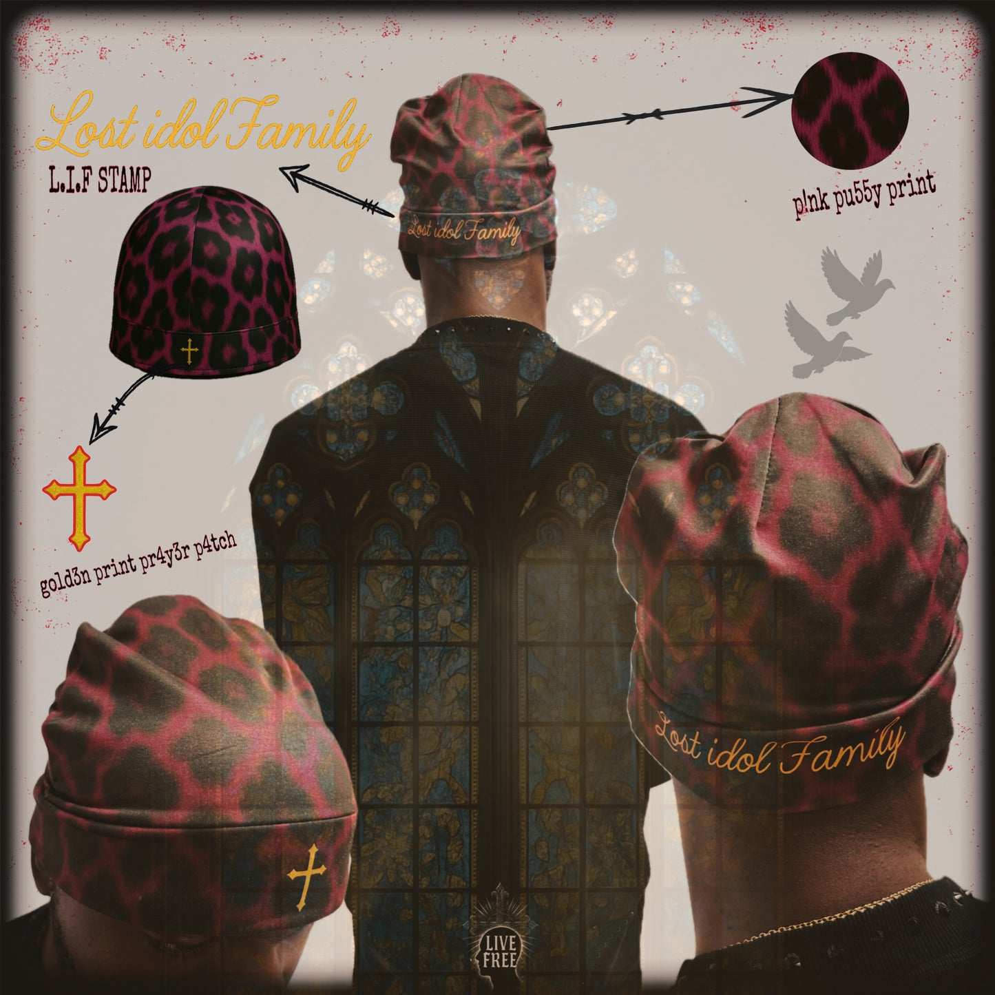 "PINK PANTHER" Leopard Print Skull Cap