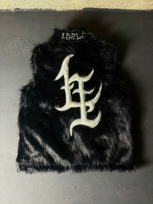 BLACK "IDOLS" FAUX FUR VEST