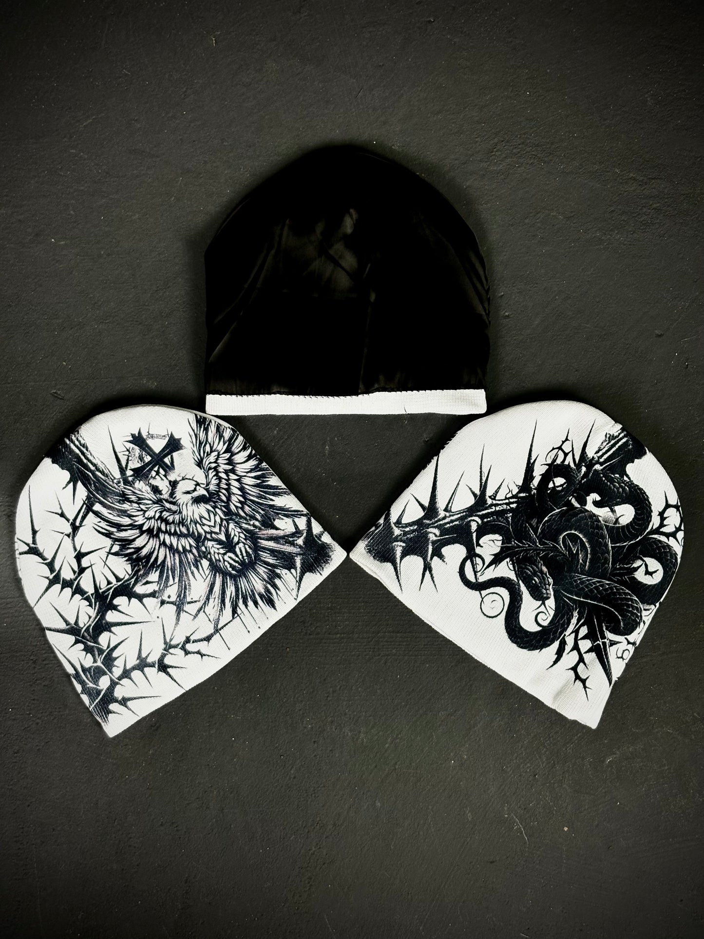 PROTECTED EAGLE + SERPENT SILK LINED BEANIE