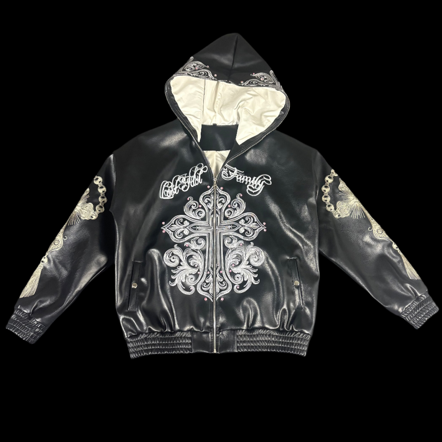 'PEACE AT WAR' (Black) Leather Full-Zip