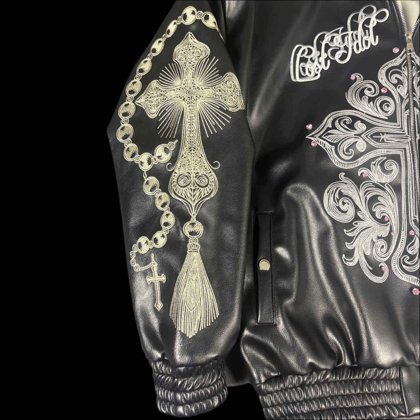 'PEACE AT WAR' (Black) Leather Full-Zip