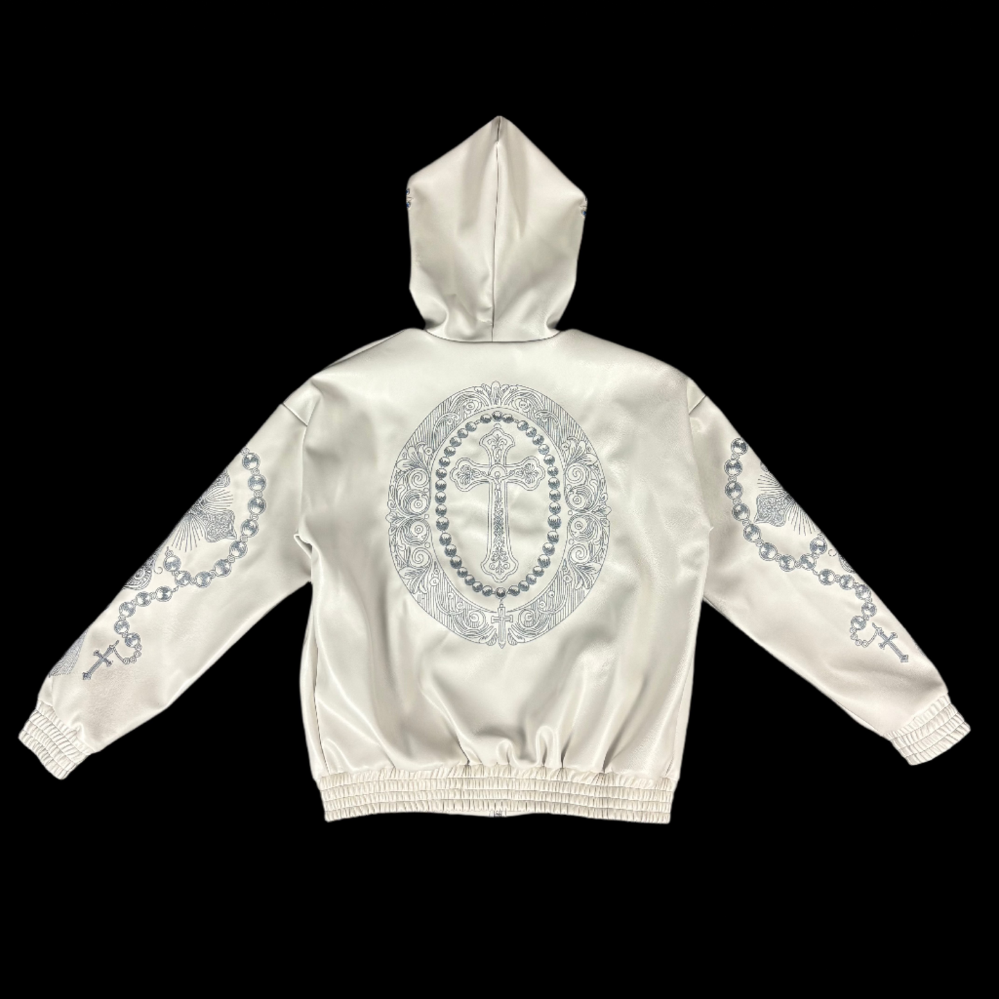 'PEACE AT WAR' (White) Leather Full-Zip