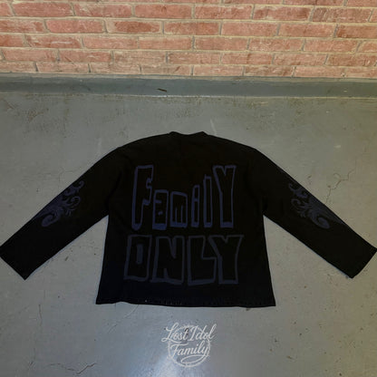 'Family Only' Waffle Print Long-Sleeve