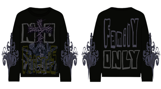 'Family Only' Waffle Print Long-Sleeve