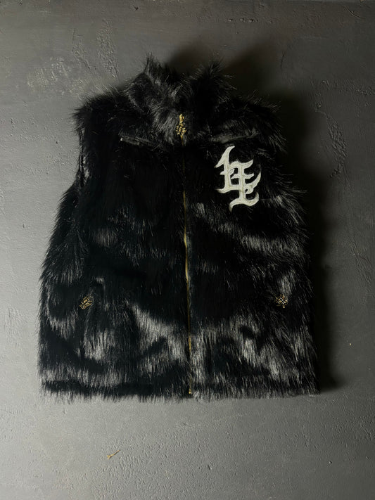 BLACK FAUX FUR "IDOLS" VEST