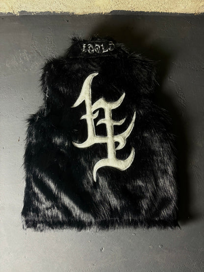 BLACK FAUX FUR "IDOLS" VEST