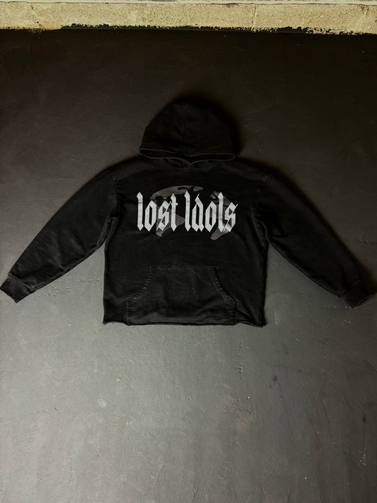 BLACK + GREY "LOST IDOLS WORLD" RAW CUT HOODIE