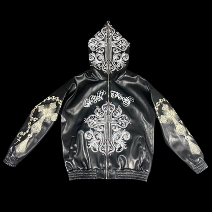'PEACE AT WAR' (Black) Leather Full-Zip