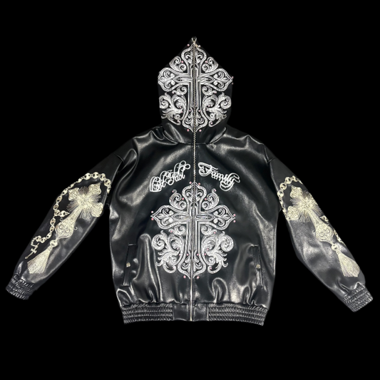 'PEACE AT WAR' (Black) Leather Full-Zip