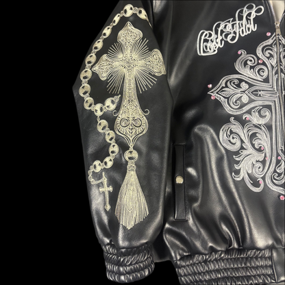 'PEACE AT WAR' (Black) Leather Full-Zip